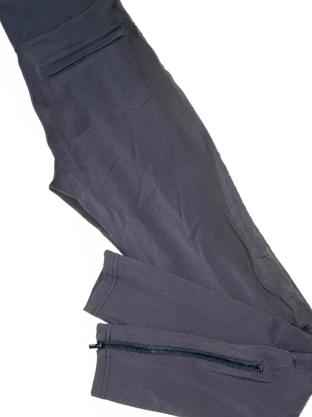 Athleta Moto Leggings XS Black High Waisted Zip Ankle Athletic Pants - Picture 5 of 5